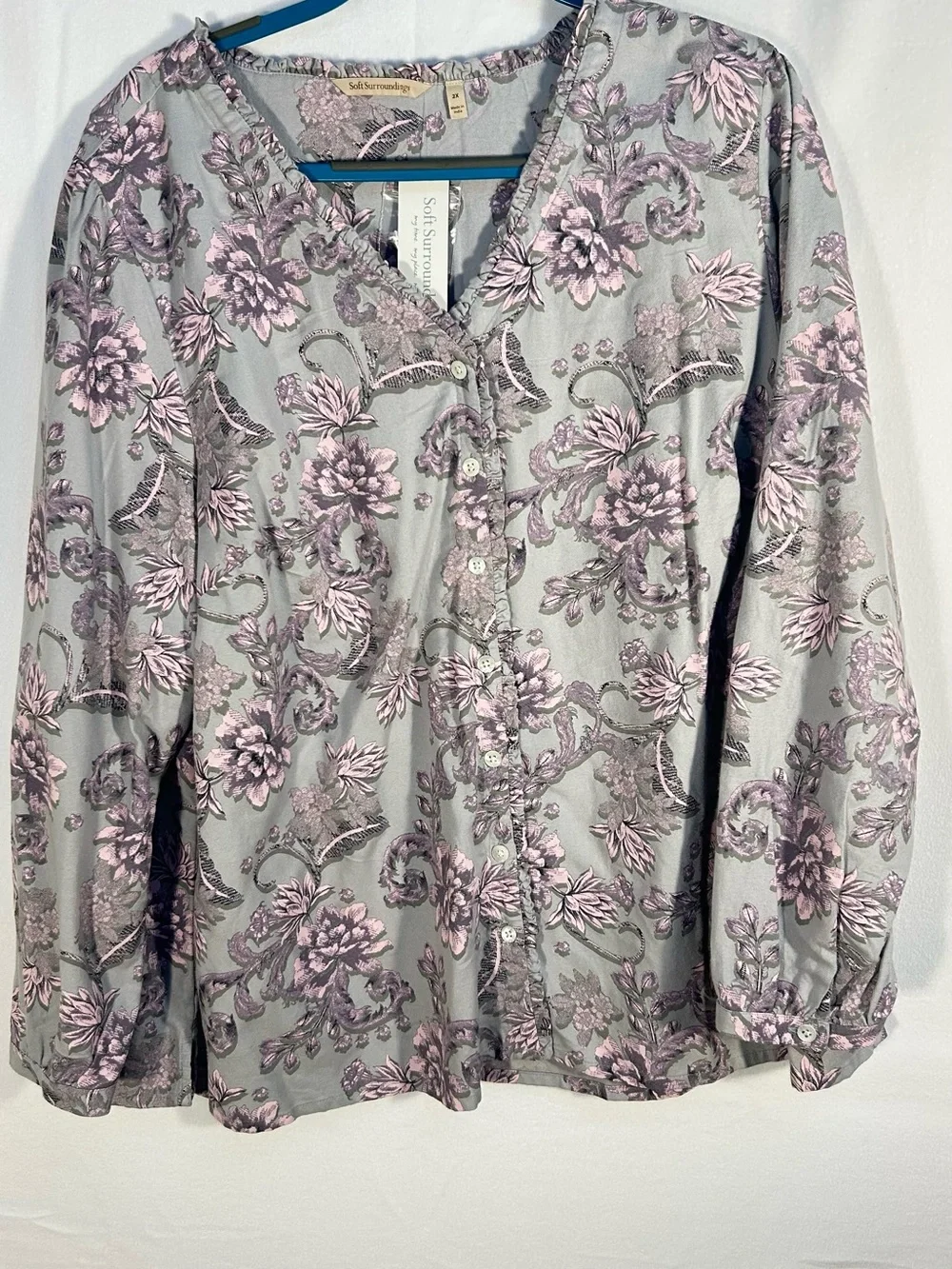 Soft Surroundings Lavender Paisley Lounge Pajama Set with Matching Wrap